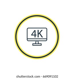 Vector Illustration Of 4K Tv Outline. Beautiful Cinema Element Also Can Be Used As Resolution Element.