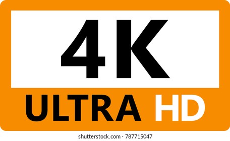 Vector Illustration Of 4K Ultra HD Quality Sign / Logotype For Tv / Computer / Laptop In Color