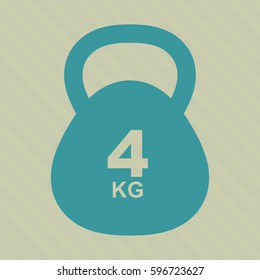 Vector illustration of 4Kg Kettle bell icon in green.
