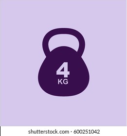 Vector illustration of 4Kg Kettle bell icon or symbol
