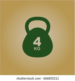 Ilustración vectorial del icono Kettlebell de 4Kg en color verde
