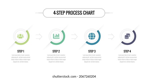 Vector Illustration of a 4-Step flow chart. Vector infographic illustration of a 4-step process flow chart. Infographic vector of a process chart. Perfect for businesses, project reports-EPS-10