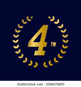 Vector illustration of 4th celebration icon with elegant golden gradient colors