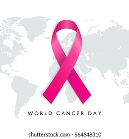 Vector illustration of 4th Feb World Cancer Day background with ribbon.