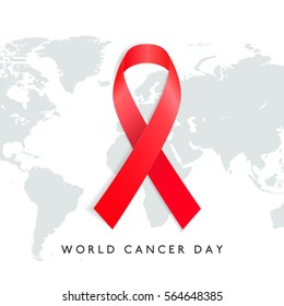 Vector illustration of 4th Feb World Cancer Day background with ribbon.