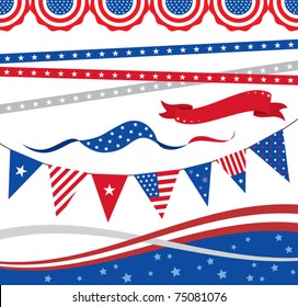 Vector illustration of "4th of July" borders and graphic elements.