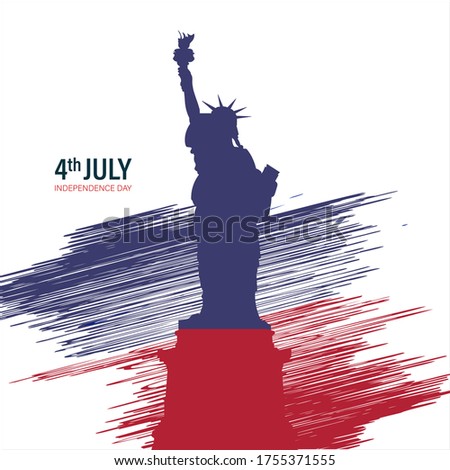 Vector illustration 4th of July greeting card with ribbon in background in United States national flag colors and empty space for marketting Happy Independence Day