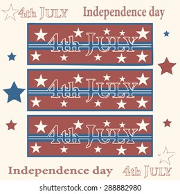 Vector illustration of 4th july - vintage style, banner, poster, card with star, typography sign