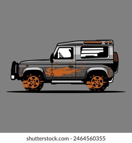Ilustración vectorial de un coche todoterreno 4x4 desde el lateral