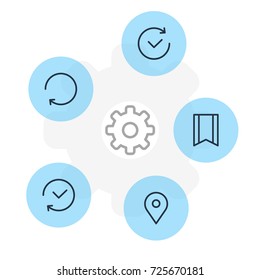 Vector Illustration Of 5 Annex Icons. Editable Pack Of Past, Pennant, Reload And Other Elements.