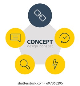 Vector Illustration Of 5 Application Icons. Editable Pack Of Note, Url, Past And Other Elements.