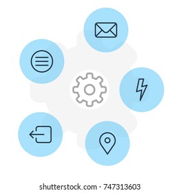 Vector Illustration Of 5 Application Icons. Editable Pack Of Letter, List, Flash And Other Elements.