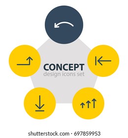 Vector Illustration Of 5 Arrows Icons. Editable Pack Of Raise, Tab, Loading And Other Elements.