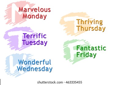 Vector Illustration of the 5 Days of the Week