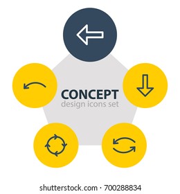 Vector Illustration Of 5 Direction Icons. Editable Pack Of Undo, Direction, Download And Other Elements.