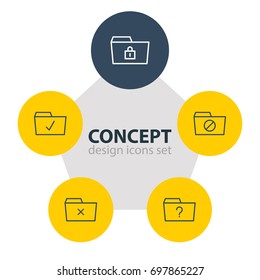 Vector Illustration Of 5 Document Icons. Editable Pack Of Remove, Question, Done And Other Elements.