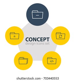 Vector Illustration Of 5 Document Icons. Editable Pack Of Significant, Minus, Folders And Other Elements.