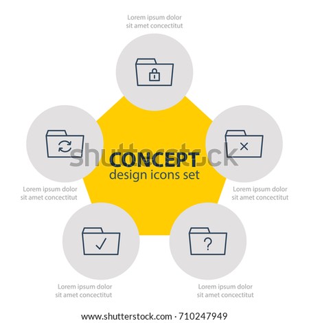 Vector Illustration Of 5 Document Icons. Editable Pack Of Recovery, Question, Closed And Other Elements.