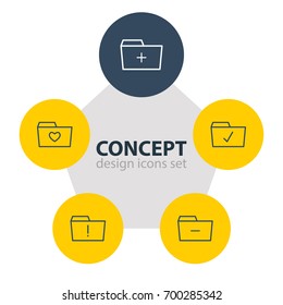 Vector Illustration Of 5 Dossier Icons. Editable Pack Of Minus, Important, Done And Other Elements.