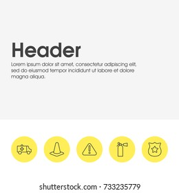 Vector Illustration Of 5 Emergency Icons. Editable Pack Of Taper, First-Aid, Exclamation And Other Elements.