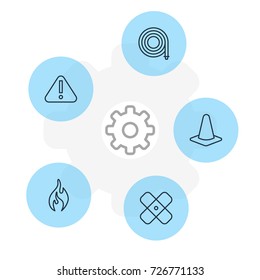 Vector Illustration Of 5 Extra Icons. Editable Pack Of Exclamation, Taper, Adhesive And Other Elements.