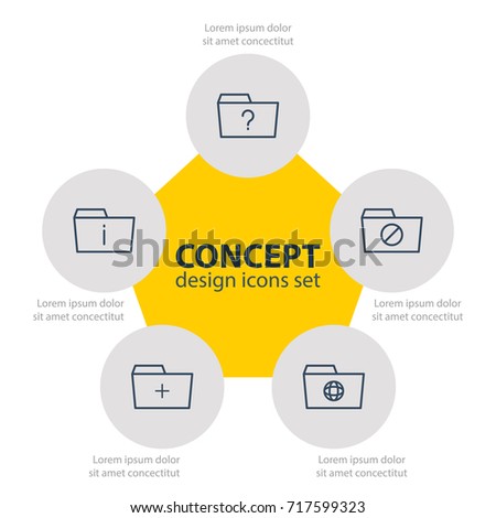 Vector Illustration Of 5 Folder Icons. Editable Pack Of Information, Plus, Question And Other Elements.