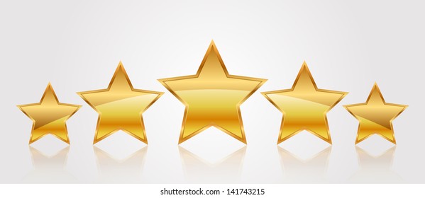 Vector Illustration Of 5 Gold Stars