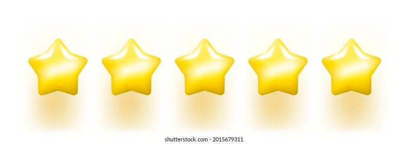 Vector illustration of 5 gold stars. 3d