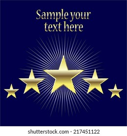 Vector illustration of 5 golden stars on a blue background