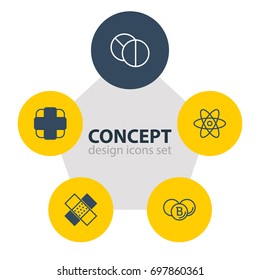 Vector Illustration Of 5 Health Icons. Editable Pack Of Painkiller, Round Tablet, Patch And Other Elements.