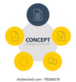 Vector Illustration Of 5 Internet Icons. Editable Pack Of Removing File, Talking, Waiting And Other Elements.
