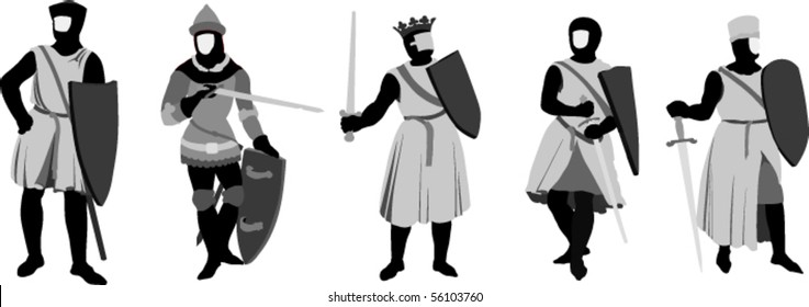 Vector Illustration of 5 Knights