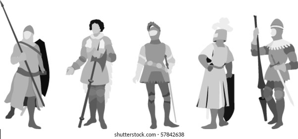 Vector Illustration of 5 Knights (Set Two)