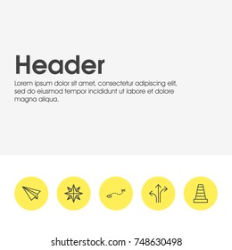 Vector Illustration Of 5 Location Icons. Editable Pack Of Path, Orientation, Caution And Other Elements.