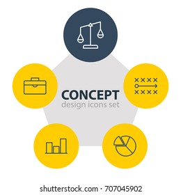 Vector Illustration Of 5 Management Icons. Editable Pack Of Graph, Balance, Tactics And Other Elements.