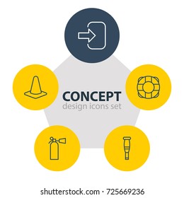 Vector Illustration Of 5 Necessity Icons. Editable Pack Of Safety, Lifesaver, Spike And Other Elements.