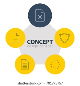 Vector Illustration Of 5 Network Icons. Editable Pack Of Waiting, Delete Data, Safeguard And Other Elements.