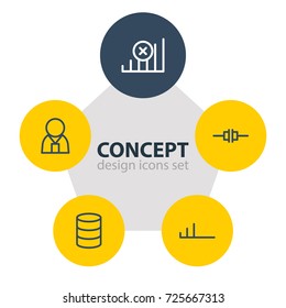 Vector Illustration Of 5 Network Icons. Editable Pack Of Disconnected, Internet, Manager And Other Elements.