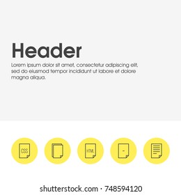 Vector Illustration Of 5 Page Icons. Editable Pack Of Munus, Document, Style And Other Elements.