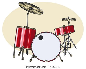 vector illustration of a 5 piece acoustic drum set