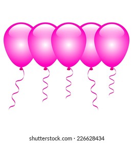 Vector Illustration 5 Pink Balloons On Stock Vector (Royalty Free ...