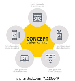 Vector Illustration Of 5 Privacy Icons. Editable Pack Of Data Security, Easy Payment, Account Data And Other Elements.