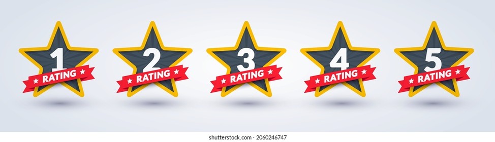 Vector Illustration 5 Stars Rating With Ribbon