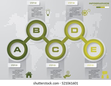 Vector illustration of 5 steps outline infographic elements.