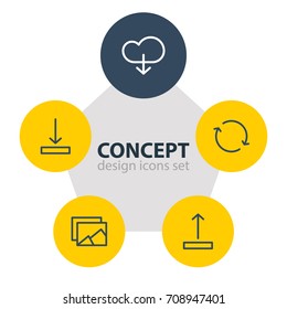 Vector Illustration Of 5 Storage Icons. Editable Pack Of Synchronize, Cloud, Gallery And Other Elements.