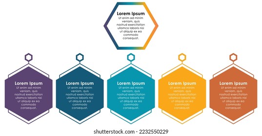 Vektorgrafik für Infografik mit 5 Tab