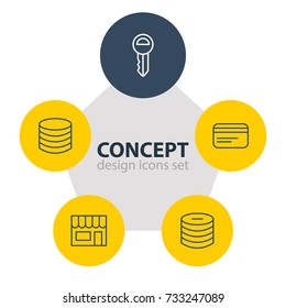 Vector Illustration Of 5 Trading Icons. Editable Pack Of Payment, Money, Minus And Other Elements.