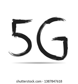 Vector illustration of 5G painted by art brush
