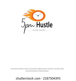 ilustración vectorial 5pm, etiqueta moderna plana, logotipo de cuenta regresiva de reloj despertador
