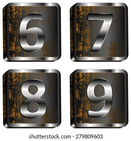 vector illustration 6 7 8 9 iron digit
